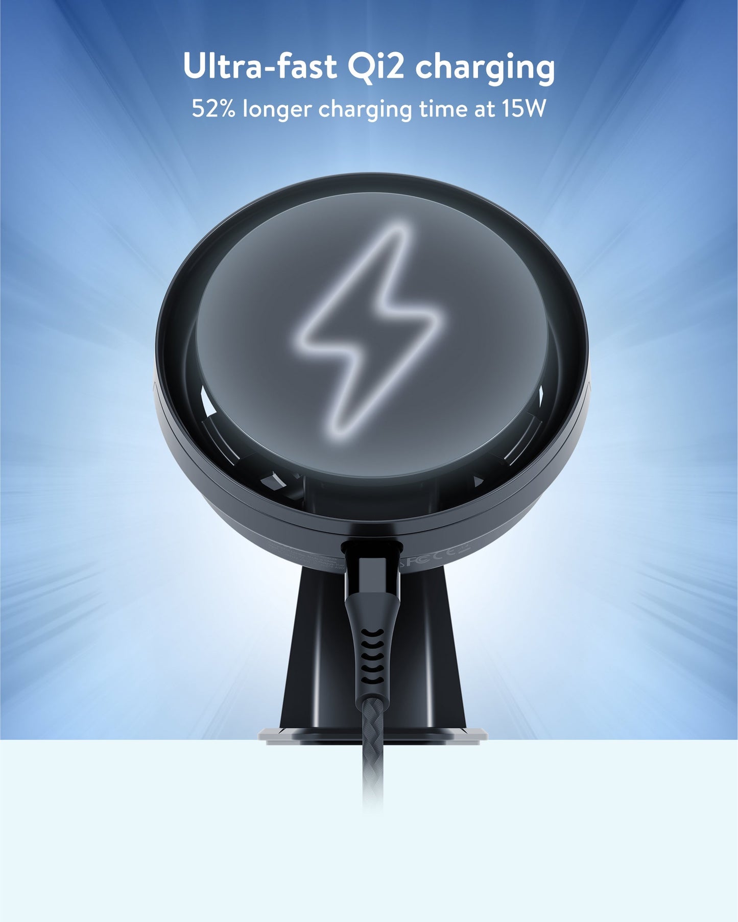 Adhesive Wireless Charging Car Mount - With Qi2
